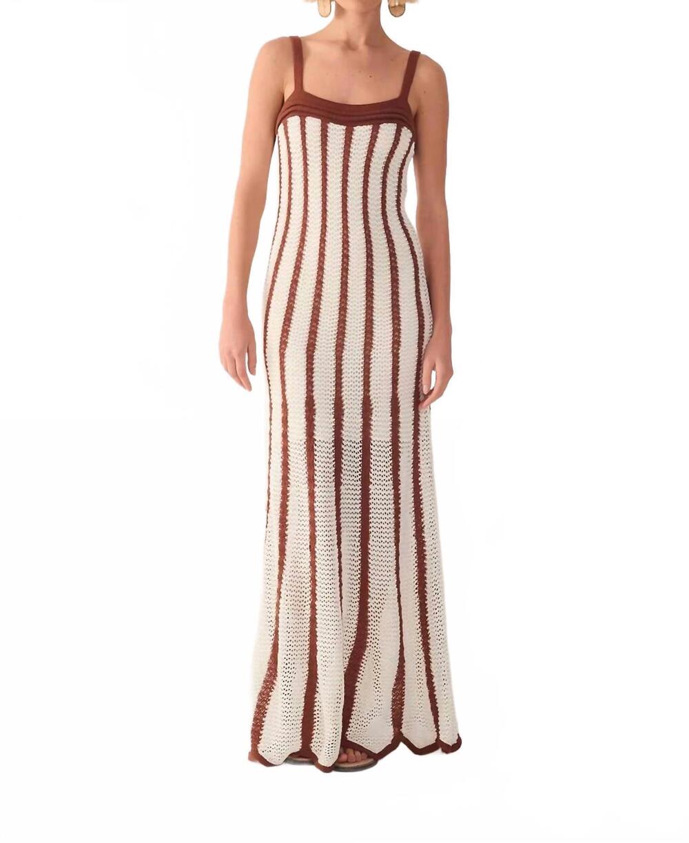 NEW DRESS TO bicolor knitted dress in beige